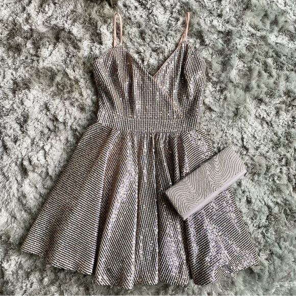 Bebe NWT Gorgeous, Sparkle Fit & Flare Dress Size 4 - Picture 4 of 11